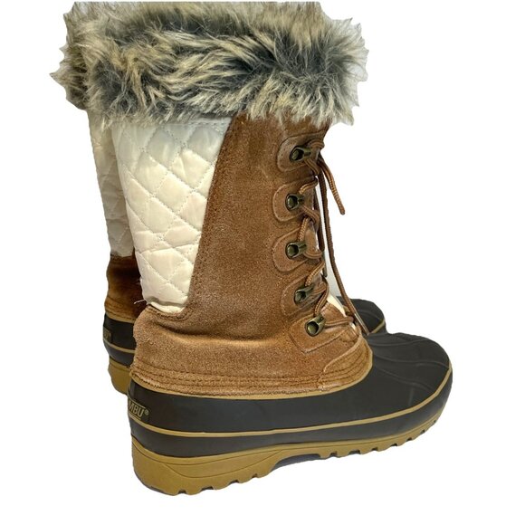 Khombu Shoes - Khombu Nordic 2 Duck Boots Women's Size 8 Beige Suede Faux Fur Trim Waterproof
